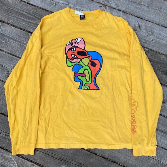 Brain Dead Brain Eeater Longsleeve Shirt Squash Yellow Large - Picture 2 of 6